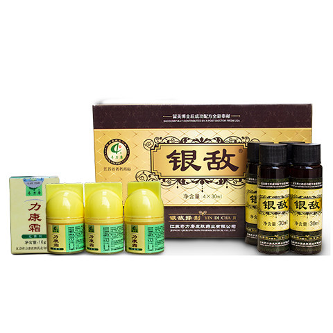 奇力康大银敌4*30ml+力康霜4*10g牛皮鲜银消病专用膏正品特价