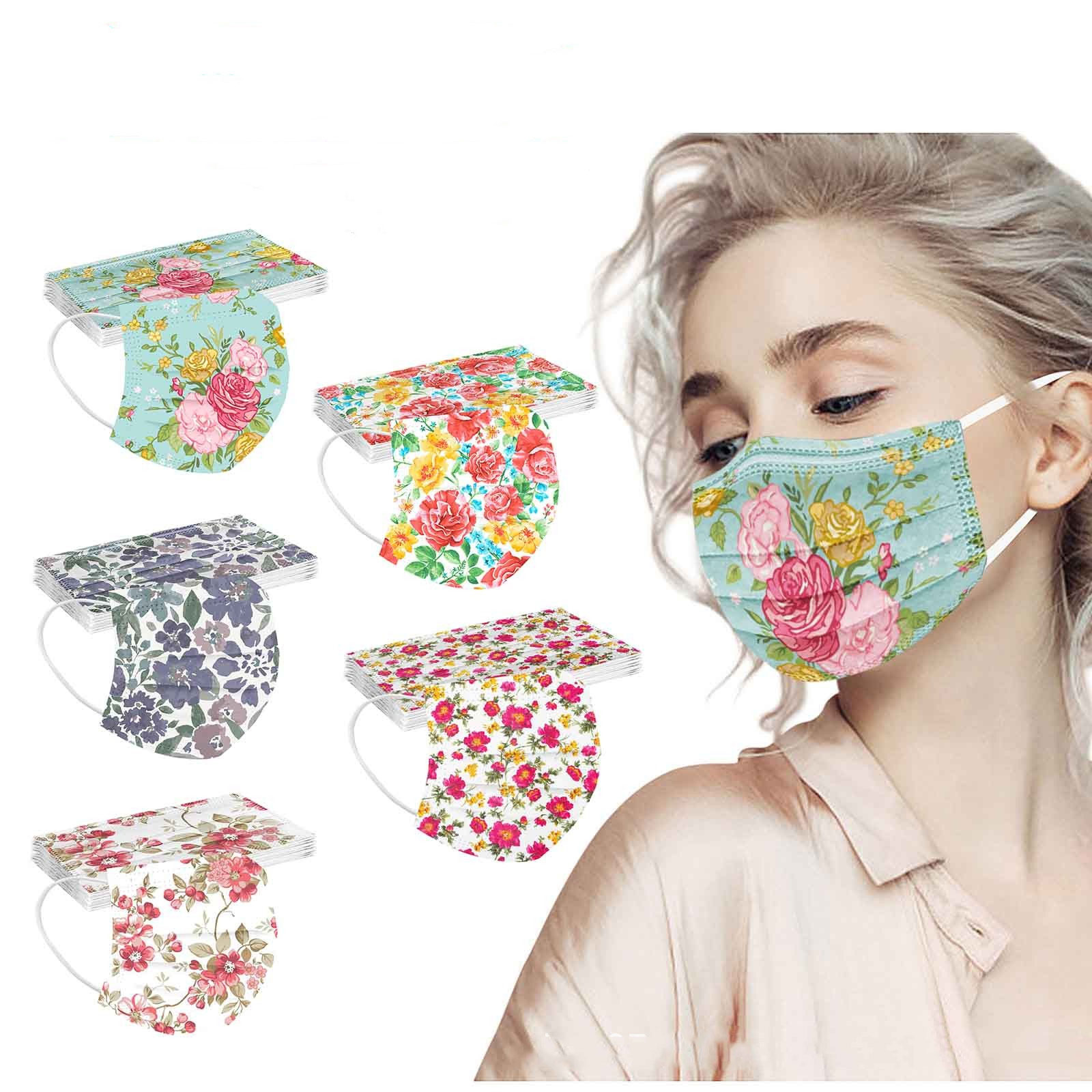 时尚优雅花朵印花女神口罩