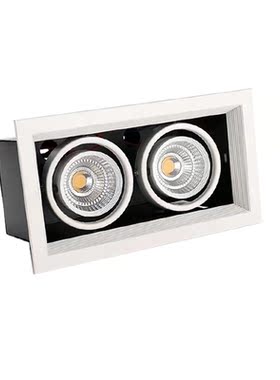 led斗胆灯双头射灯单头三头格栅吊顶天花孔灯方形嵌入式COB豆胆灯