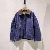 现货 savi同款 刺绣牛仔夹克秋季 新款 灯芯绒翻领做旧夹克外套女