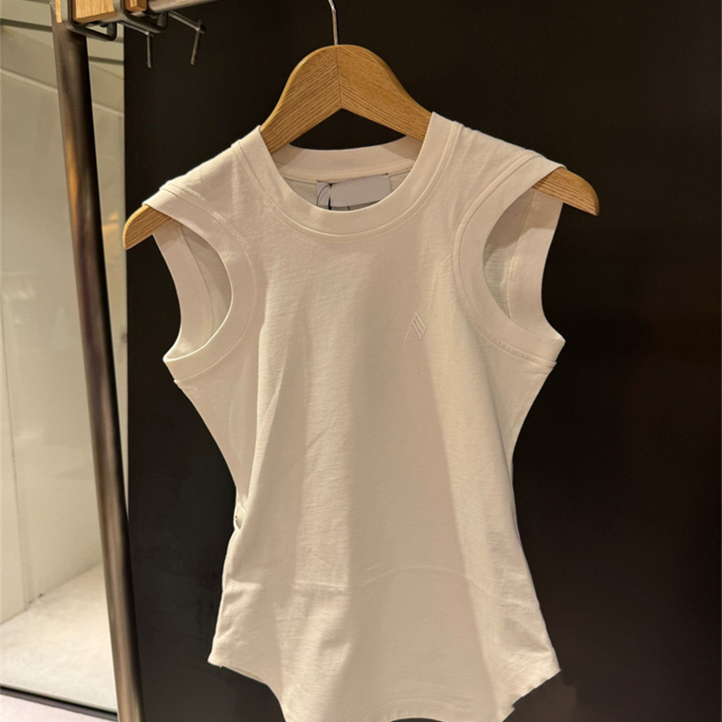 小众纯色圆领无袖T恤背心女