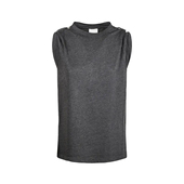 2026早春新款 小众深灰色圆领无袖 背心T恤宽松百搭休闲上衣女