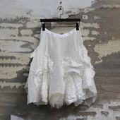 白色网纱蛋糕裙女不规则层次感半身裙甜美仙女森女风中长裙