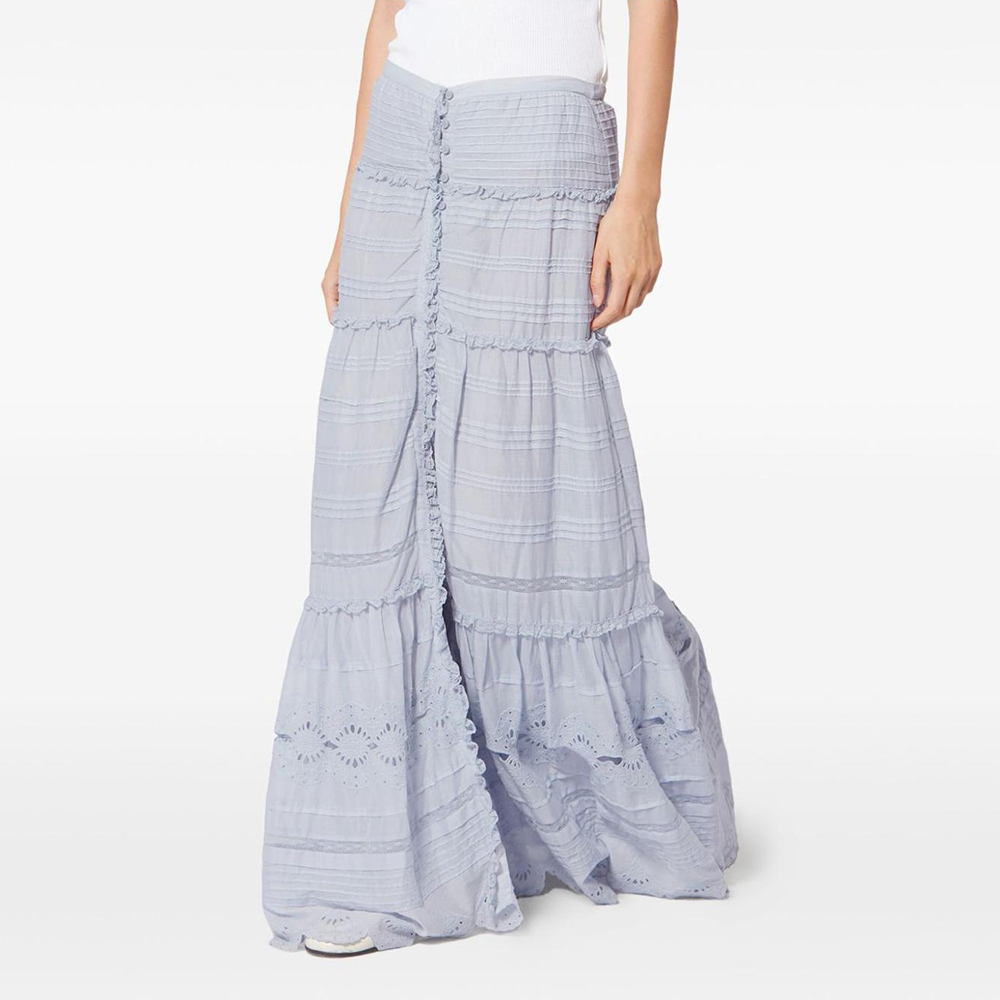 纯色高腰多层蛋糕长裙女