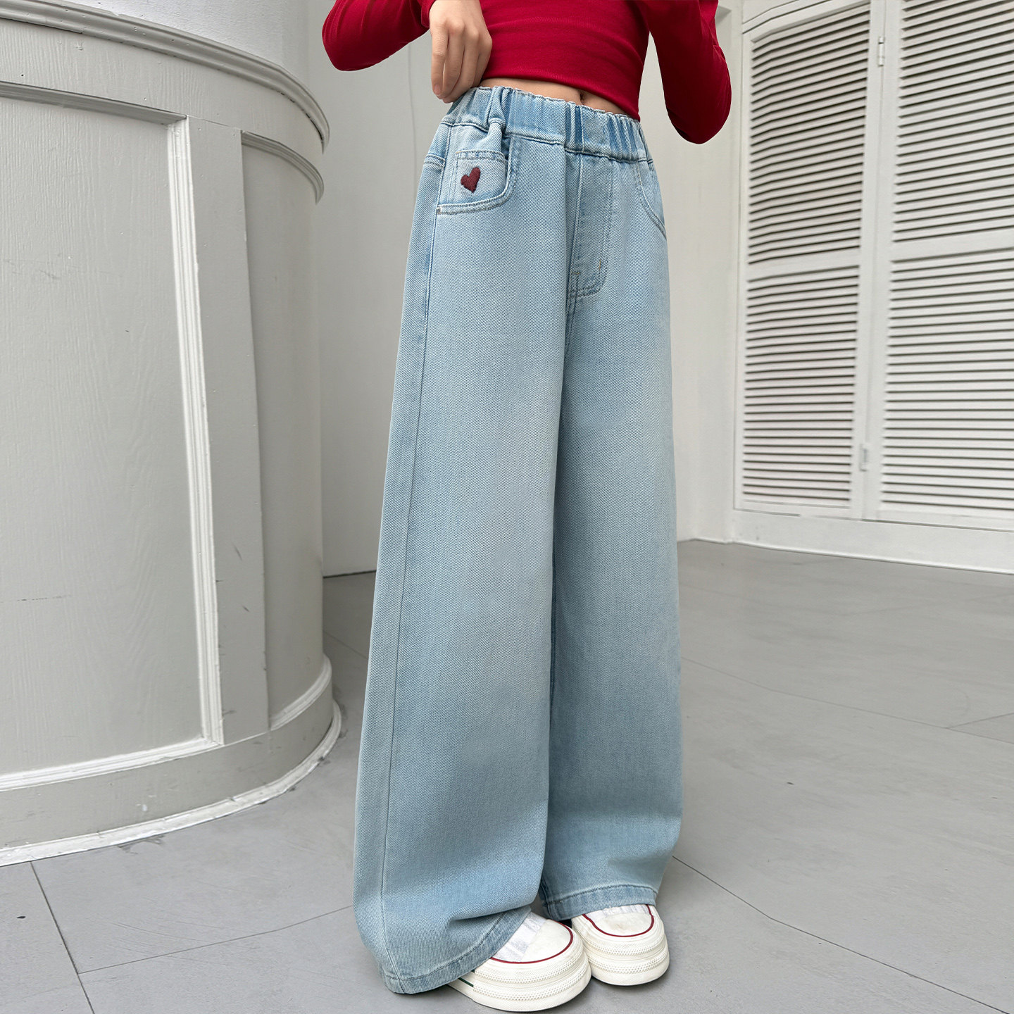 女童牛仔裤2026春季新款中大童直筒长裤儿童女孩春秋装浅色阔腿裤,童装/婴儿装/亲子装,裤子,淘宝优惠券,粉丝福利购,淘宝优惠卷