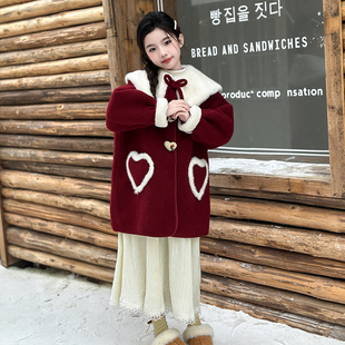 女童外套秋冬装2026新款毛呢冬装中大童童装洋气时髦儿童外套大衣