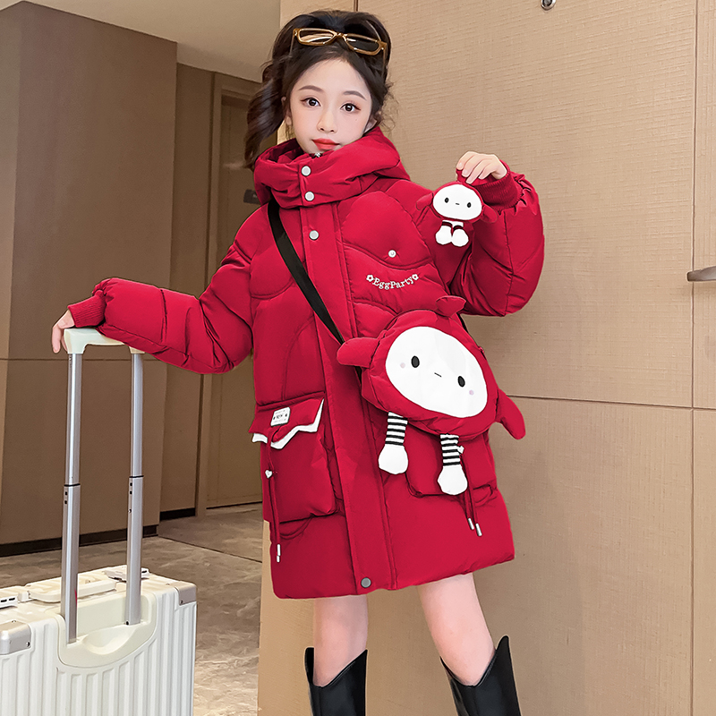 女童羽绒棉服冬装2025新款洋气儿童中长款棉袄冬季蛋仔外套棉衣