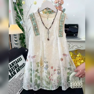 女童碎花无袖背心裙公主裙