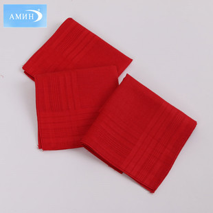 结婚手帕红色手帕大红手帕约40cm纯棉单色大红喜帕 缎边手帕