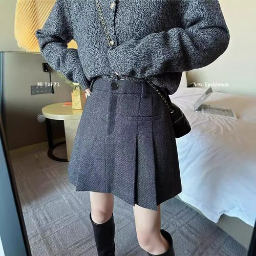 百褶裙女2025秋冬新款高腰短裙