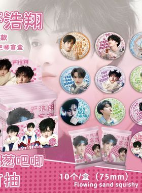 严浩翔银葱吧唧盲抽 107x96x107mm 含10枚75mm明星马口铁双闪徽章