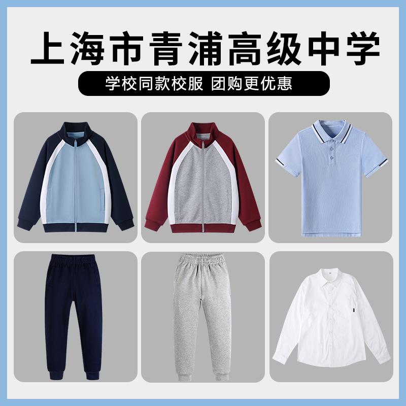 【上海市青浦高级中学】同款校服班服英伦棒球服上衣长裤短袖衬衫