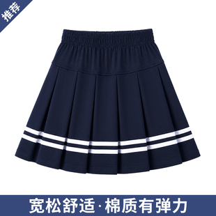 中小学生校服短裙儿童女童学生裙藏青色百折裙百褶裙半身裙校裙