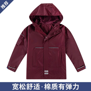英伦风学生冬季 男女童脱卸外套棉袄枣红色藏青色立领冲锋衣09X106