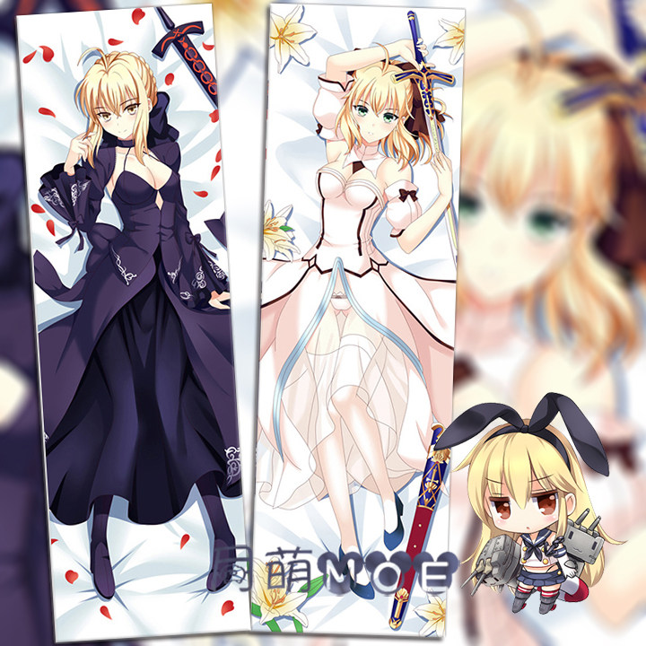 动漫 双面等身抱枕 Fate 黑saber lily 礼服命运守护夜2wt抱枕套