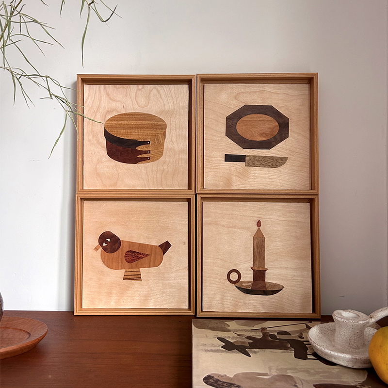 《小物》纯手工木版画现代日式风格装饰画艺术家挂画木作礼物摆件