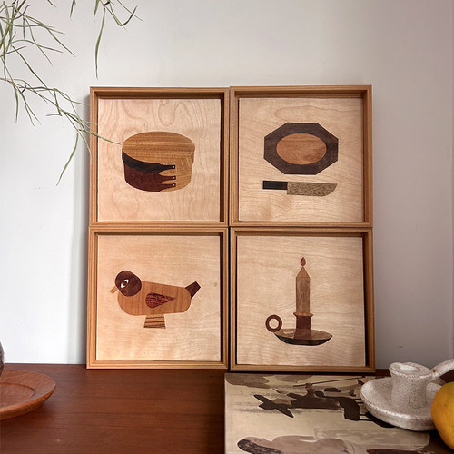 《小物》纯手工木版画现代日式风格装饰画艺术家挂画木作礼物摆件