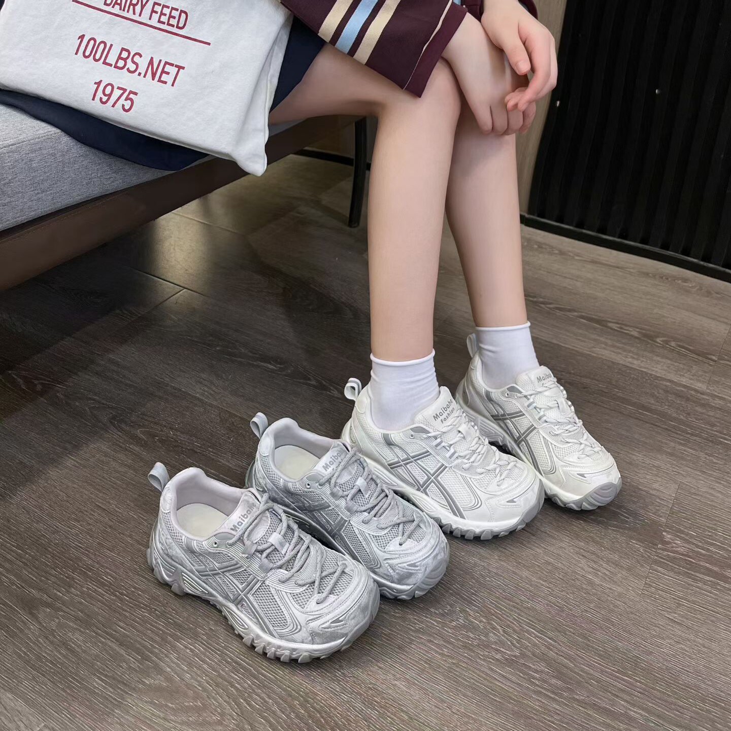 她菲娅2026夏新款欧货真皮小白鞋女网面透气厚底百搭休闲鞋女2902
