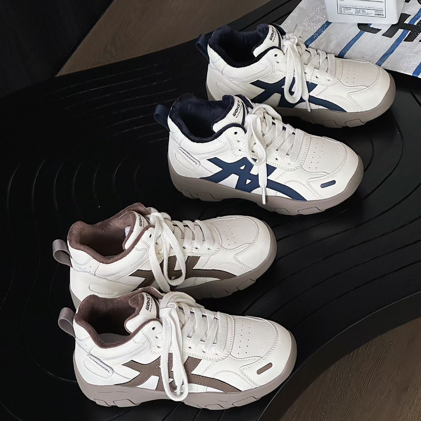 倩儿雅2025冬韩版真皮德训鞋女新款轻便加绒百搭休闲阿甘鞋女6890