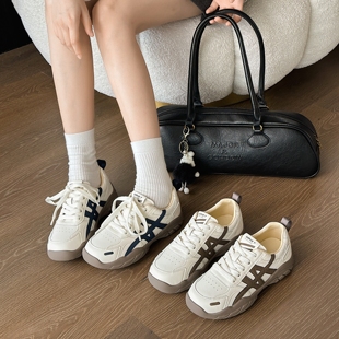 倩兒雅2025秋韓版 女新款 輕便百搭復(fù)古休閑阿甘鞋 女6680 真皮德訓(xùn)鞋