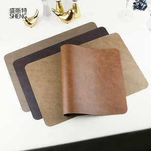 北欧样板间牛皮纹餐垫西餐厅餐桌盘垫酒店会所摆台pu皮革隔热垫子