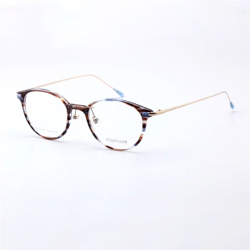 MAMUSE日本手工复古板材钛光学全框时尚轻眼镜架男女M-8013