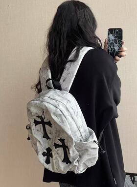 y2k风格十字架百搭学生初高中书包大容量背包设计感小众双肩包女