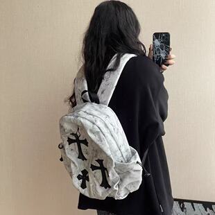 y2k风格十字架百搭学生初高中书包大容量背包设计感小众双肩包女