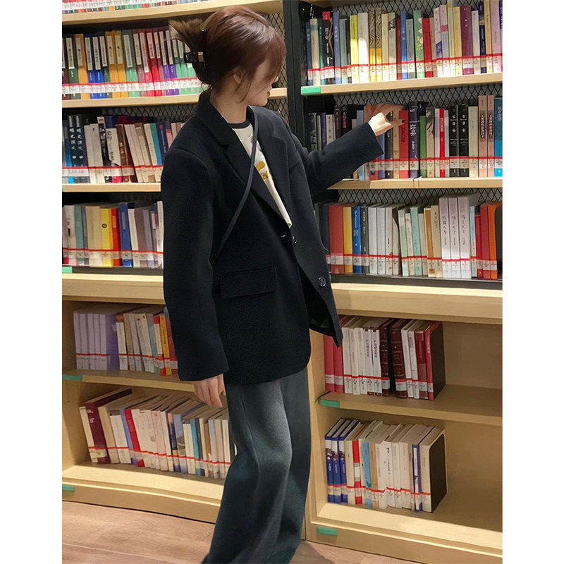 黑色西装外套女2025春秋新款小个子高级感宽松气质休闲学院风西服