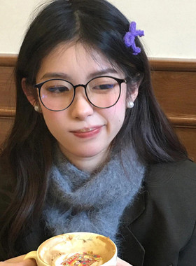 韩版素颜神器黑色圆框眼镜框架可配近视度数方圆脸显脸小平光镜男