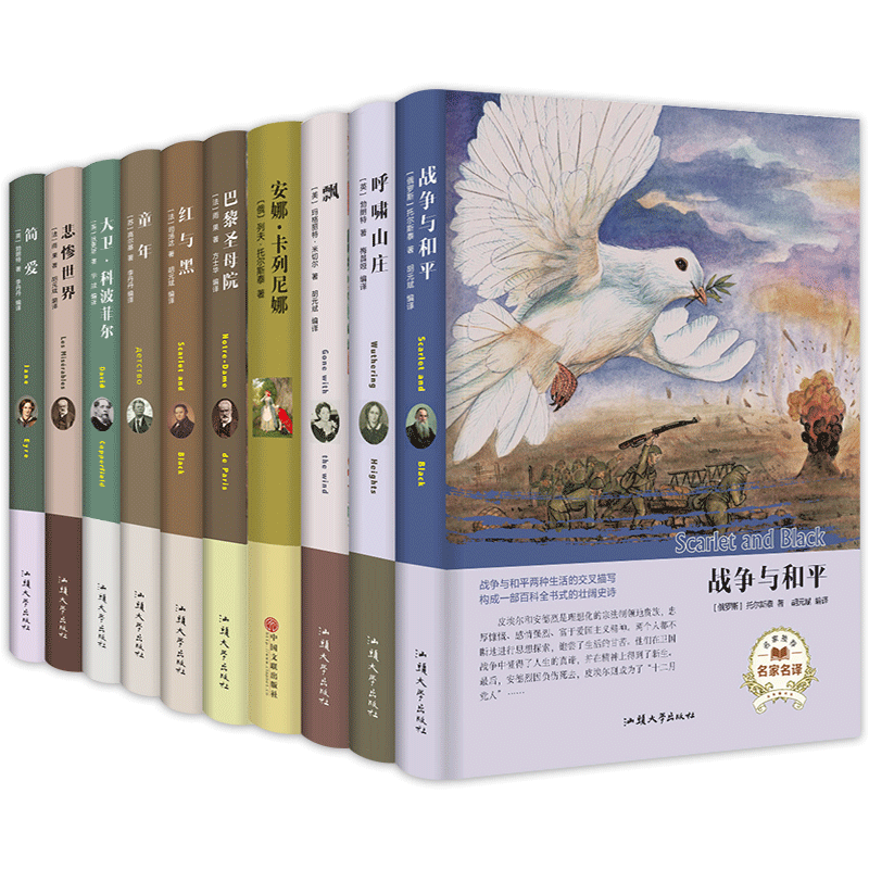 世界十大名著全套10册 简爱书籍正版精装原著文学名家外国 巴黎圣母院 图书课外书 红与黑书原版初高中经典小说畅销书安娜卡列尼娜
