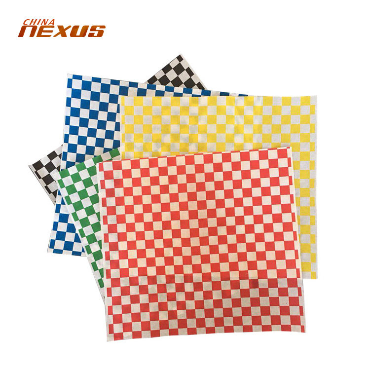 美式食品红色格子披萨吸油防油纸薯条鸡翅油炸食品垫纸汉堡纸现货