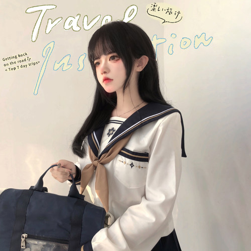 校供百搭jk水手服春秋新款