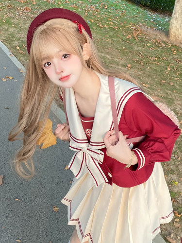 日常校供赤琼学院风班服水手服