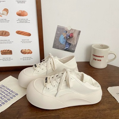 两穿小白鞋女厚底半拖面包鞋板鞋