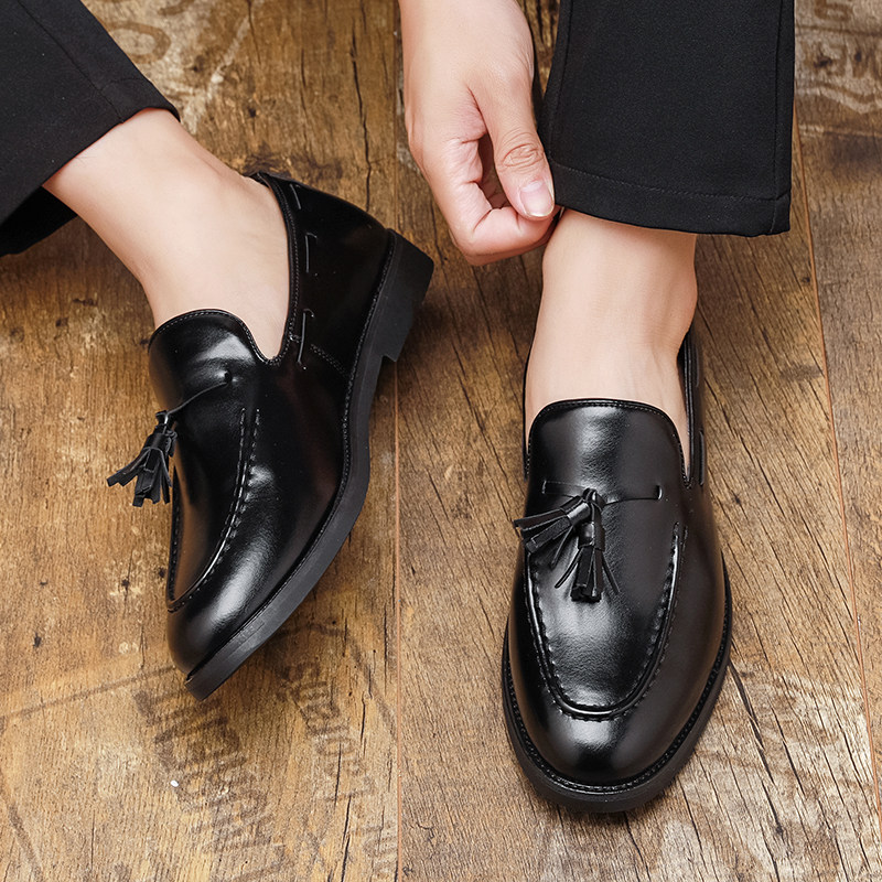 英伦流苏乐福鞋男商务休闲鞋秋季尖头一脚蹬皮鞋韩版男士懒人鞋子,流行男鞋,休闲皮鞋,淘宝优惠券,粉丝福利购,淘宝优惠卷