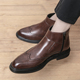 英伦复古切尔西靴男秋冬布洛克雕花高帮皮鞋 商务马丁靴尖头短靴潮