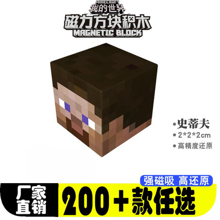 史蒂夫mc我的世界磁力方块全套儿童益智积木周边玩具六面磁吸拼装