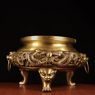 纯铜香炉家用室内供佛插香烧三足财神黄铜小香炉招财铜鼎佛具用品