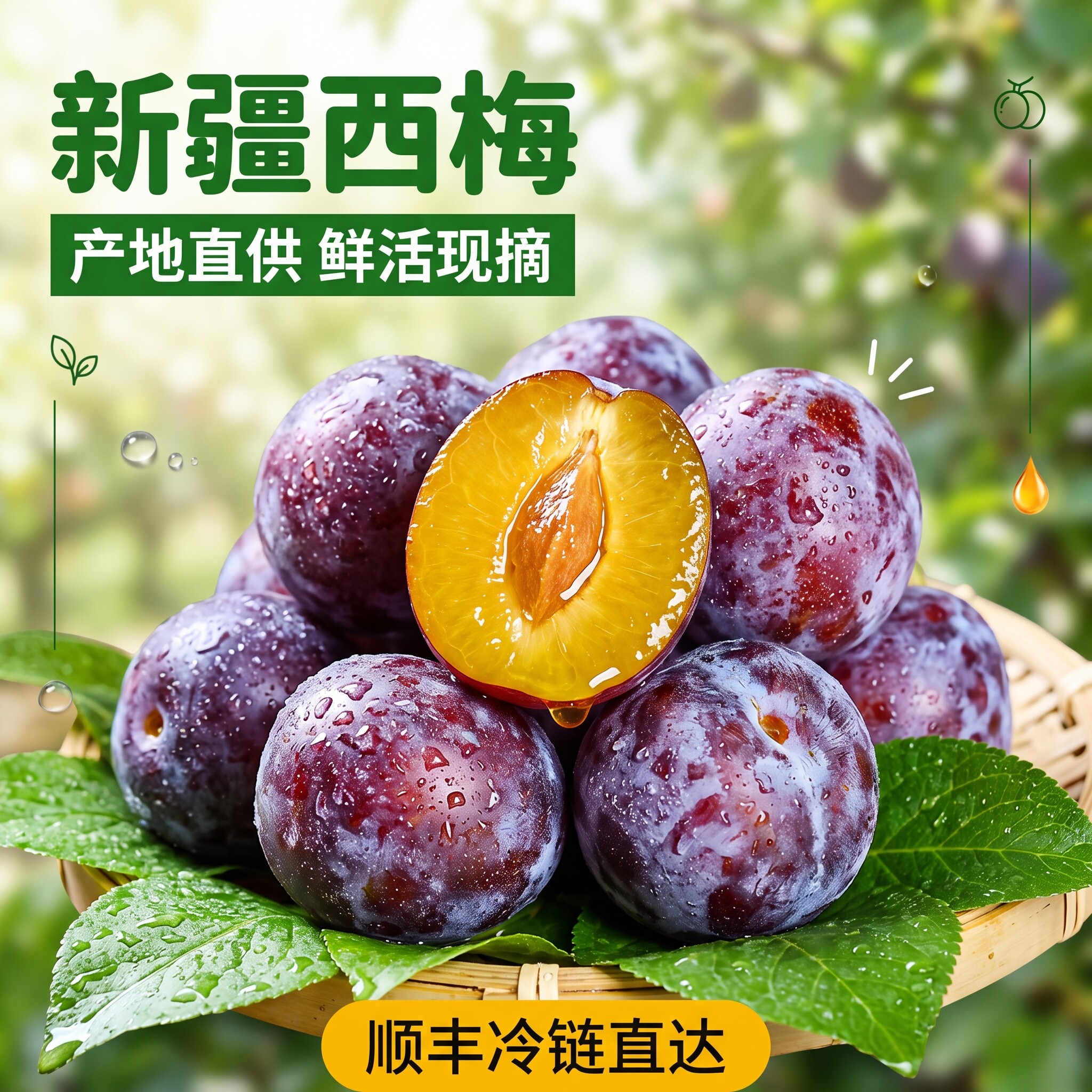 新疆西梅新鲜水果鲜果当季现摘现发自然熟正宗喀什孕妇甜西梅包邮