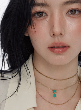 帕拉伊巴蓝绿方糖高级感项链女
