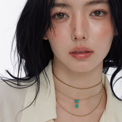 帕拉伊巴蓝绿方糖高级感项链女