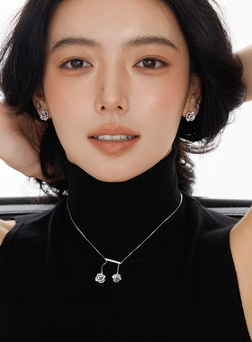 朝慕newmoon双生玫瑰银镀白金流光项链轻奢锁骨链时尚百搭高级