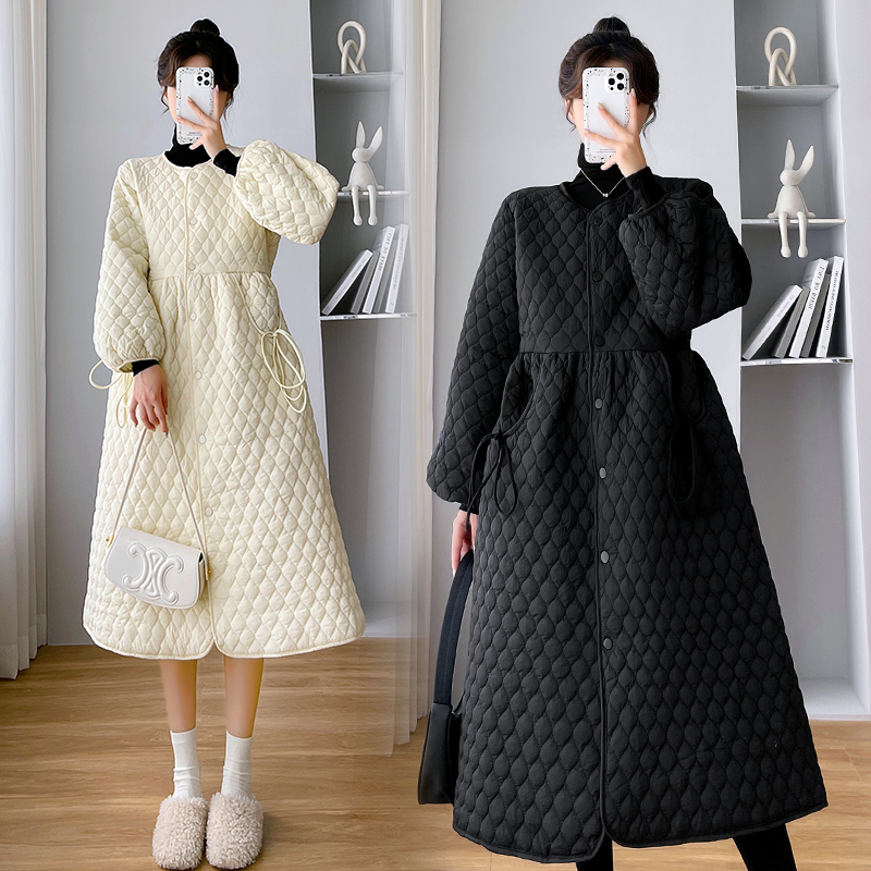 孕妇装秋冬款连衣裙套装2023新款冬季加厚显瘦棉衣棉服蓬蓬裙冬装