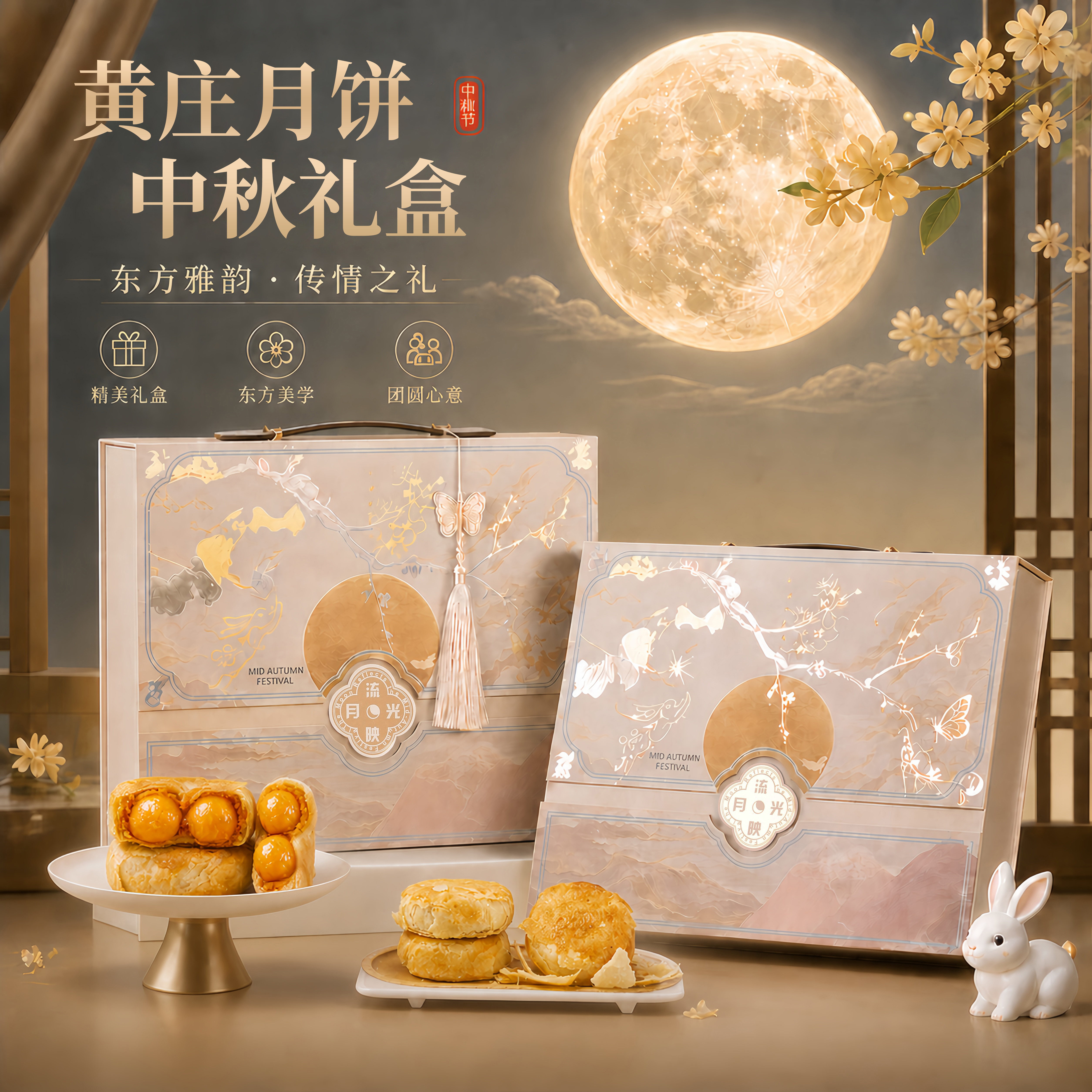 黄庄月饼礼盒2026新款五仁咸蛋黄苏式酥皮传统特产零食中秋送礼品