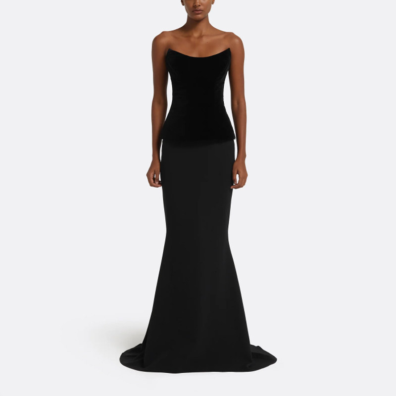 时尚抹胸晚礼服套装2025新款高级质感年会晚宴显瘦鱼尾连衣裙高端