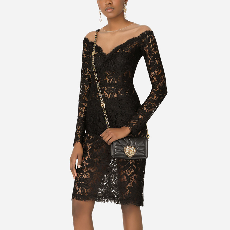 晚礼服2025新款蕾丝小礼服中长裙性感透视生日派对女生连衣裙气质