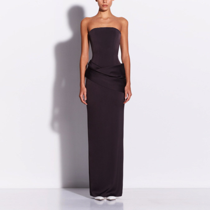 高端大气晚礼服2026新款时尚抹胸长裙高级质感个性派对年会连衣裙