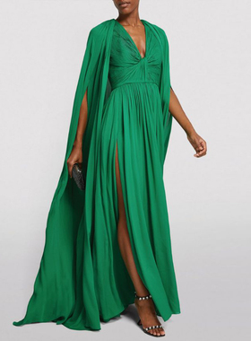 晚礼服2025新款绿色时尚年会主持人演出服走秀红毯新娘敬酒服长款