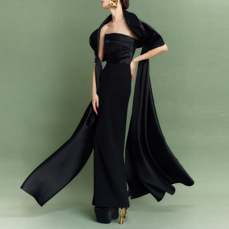 高端大气舞台演出服主持人酒会晚宴年会妈妈装2025新款时尚连衣裙